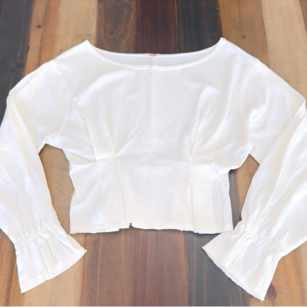 Free People Cropped Boat Neck Top XS